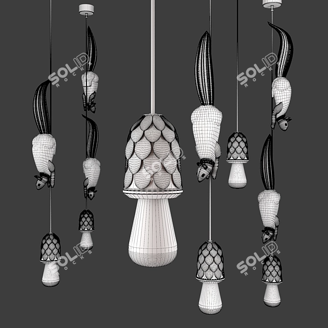 Sherwood e Robin: Ceramic Suspension Pendant Light 3D model image 3