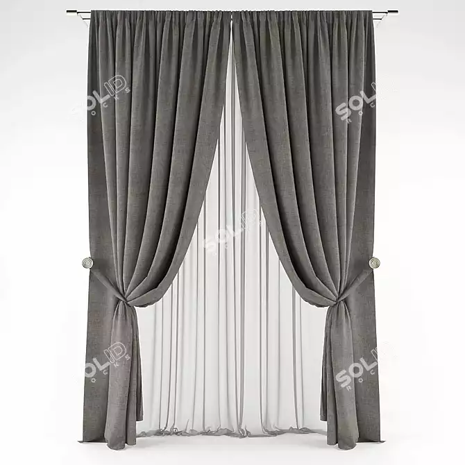 Polys - 117240 Verts - 118717: Sleek Curtain Set 3D model image 1