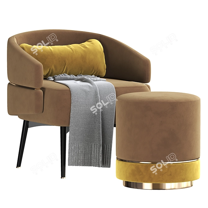 Frato Cario Armchair Parma Stool: Modern Comfort in Style 3D model image 2
