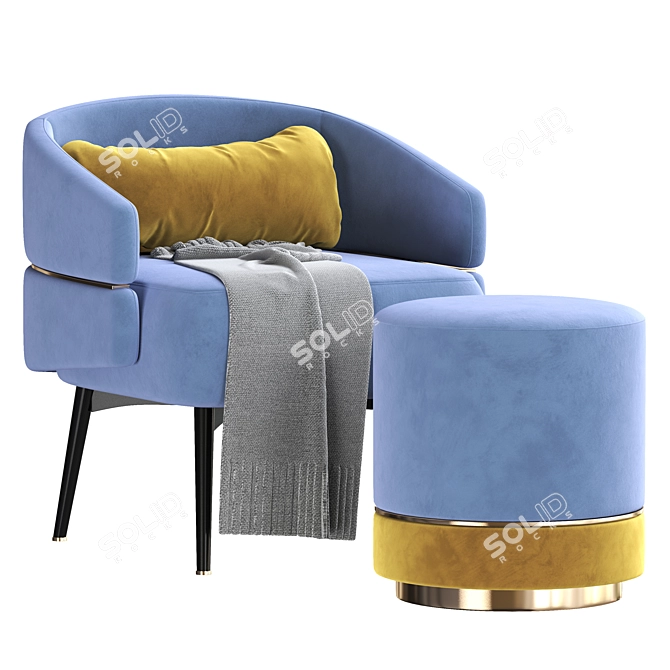 Frato Cario Armchair Parma Stool: Modern Comfort in Style 3D model image 4