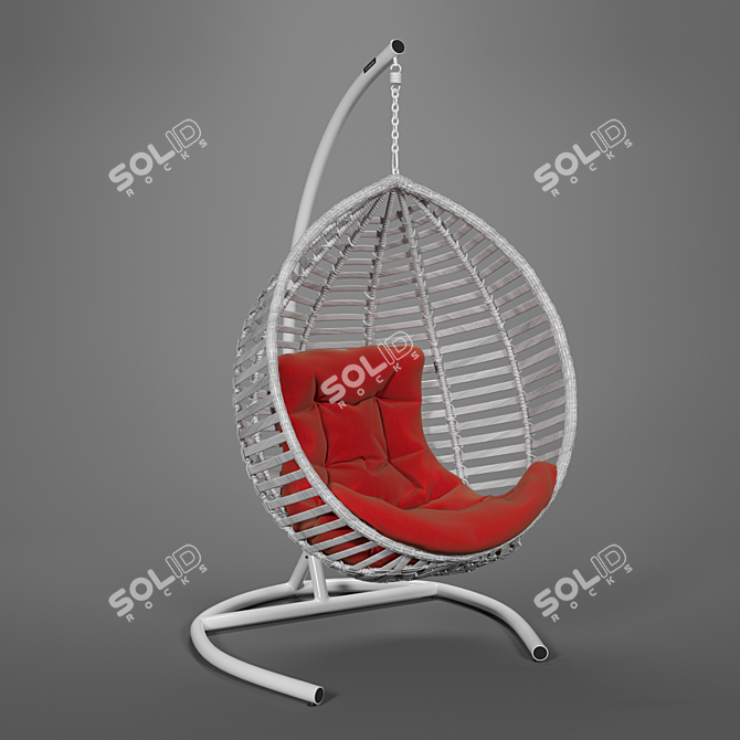 Eco-Rattan Steel Frame Hanging Chair 3D model image 2