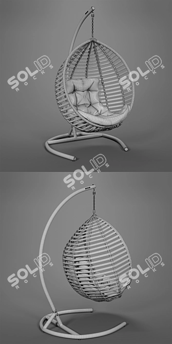 Eco-Rattan Steel Frame Hanging Chair 3D model image 5