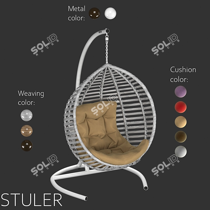 Eco-Rattan Steel Frame Hanging Chair 3D model image 11