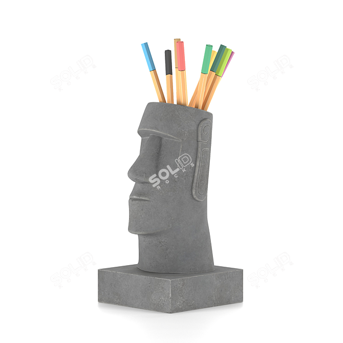 Elegant Moai Desk Organizer 3D model image 2