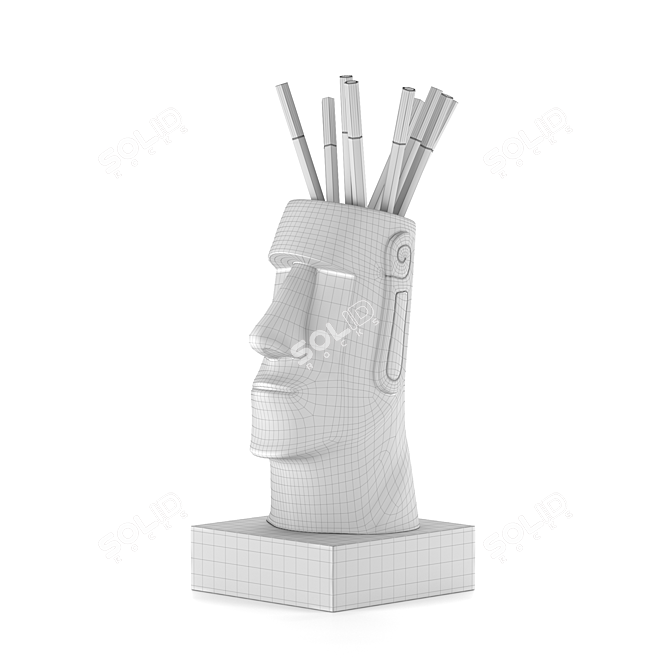 Elegant Moai Desk Organizer 3D model image 4