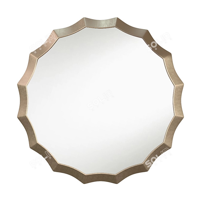 Elegant Scalloped Round Mirror 3D model image 1