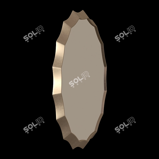 Elegant Scalloped Round Mirror 3D model image 2