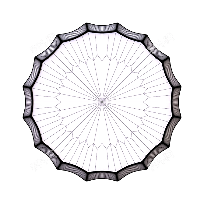 Elegant Scalloped Round Mirror 3D model image 3