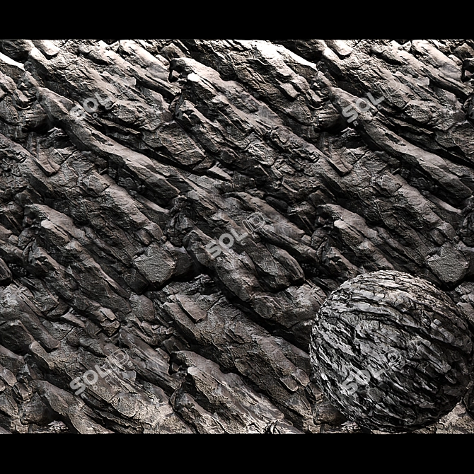 Stone Cliff Wall: High-Resolution Textures & Seamless Design 3D model image 1