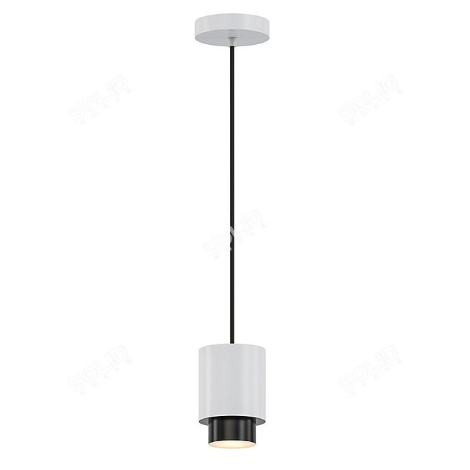 White LED Ceiling Light - Tech Specs 3D model image 1