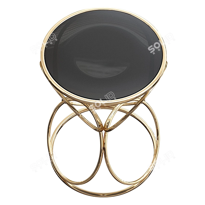 Circular Gold Glass Coffee Table 3D model image 2