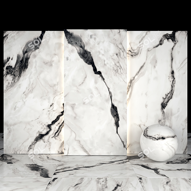 Elegant Royal Black Marble Slabs 3D model image 2