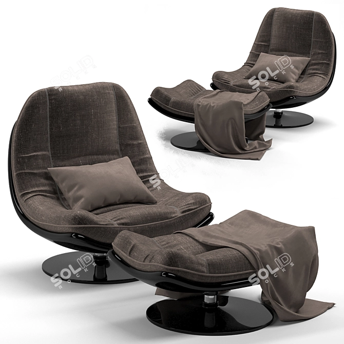 360° Rotation Axis Swivel Armchair 3D model image 5