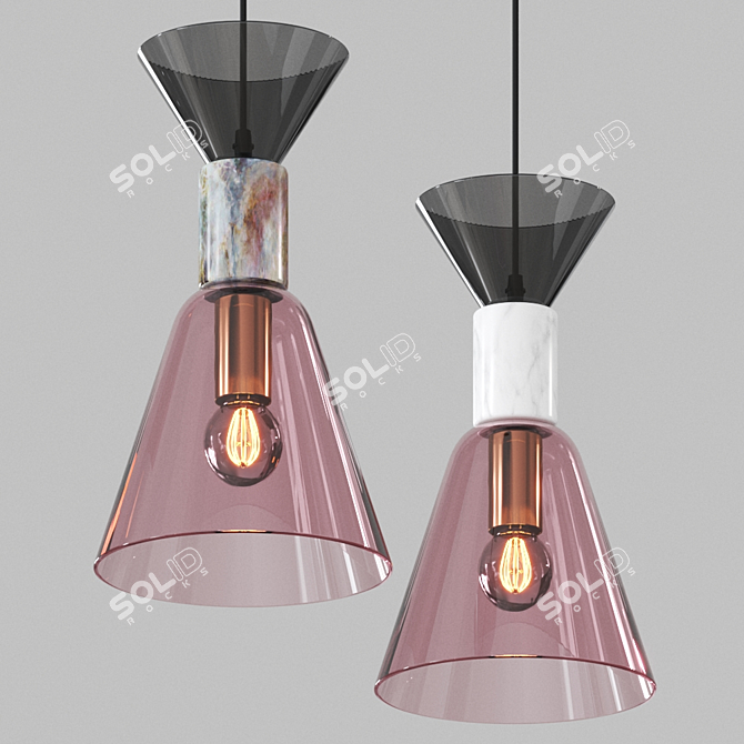 Elegant Alphabet Pendant Light 3D model image 1