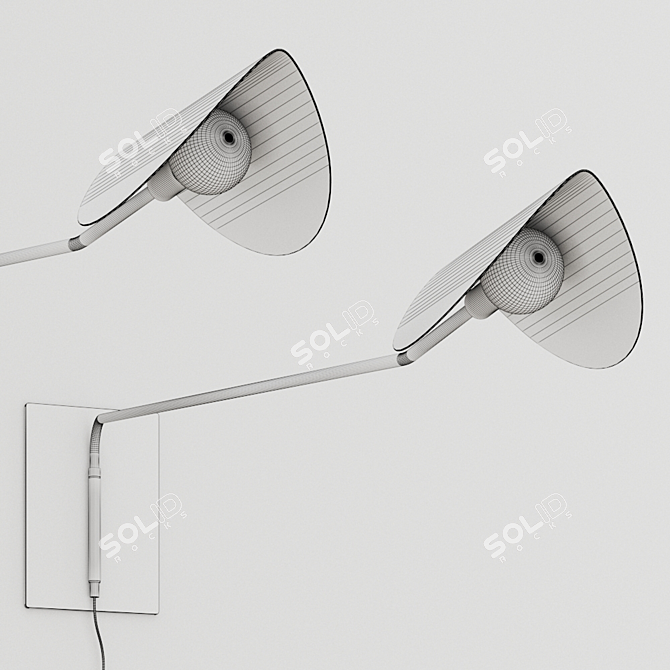 Sleek Plume Metal Wall Sconce 3D model image 3