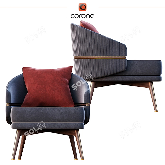 Cozy Billy Armchair: Render-Ready Comfort 3D model image 2