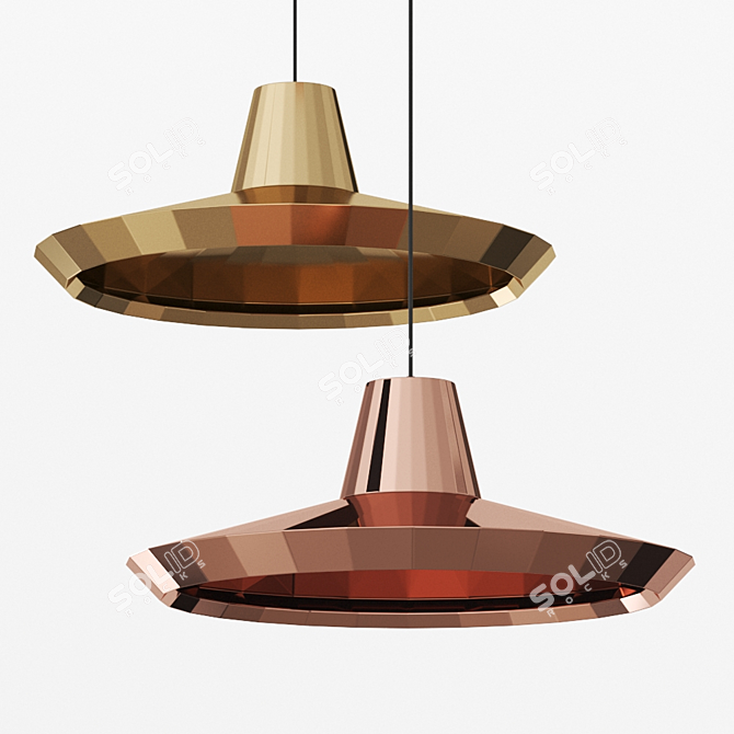 Sleek Brass Pendant by Vij5 3D model image 1