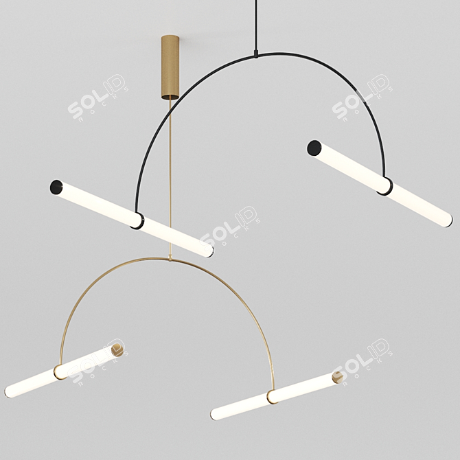 Elegant Tube Pendant Lamp 3D model image 1