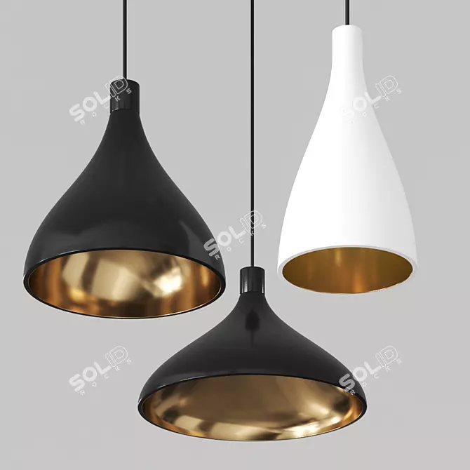 Sleek Swell Pendant Light 3D model image 1