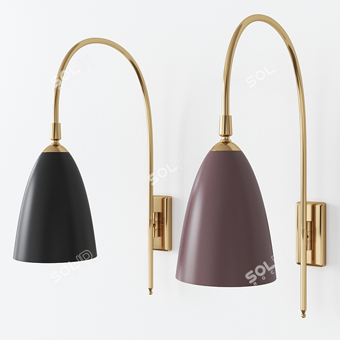 Elegant Kingsley Bathroom Wall Light by Porta Romana 3D model image 1