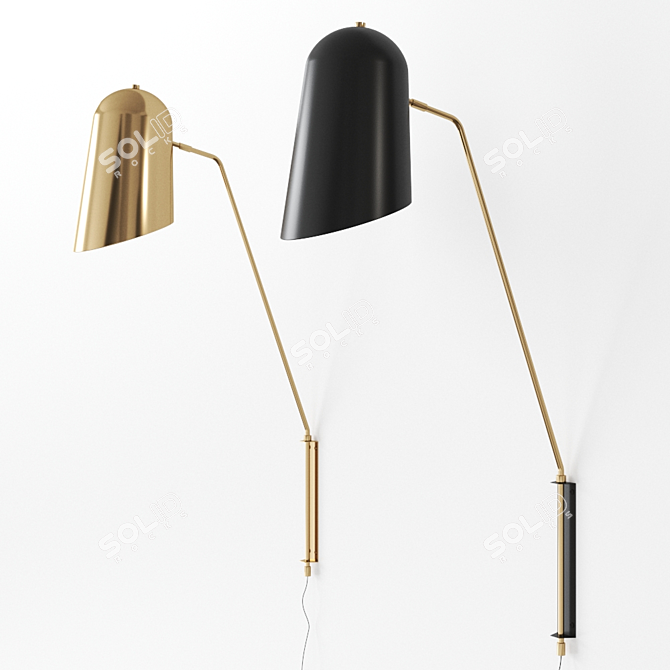 Lambert et Fils Cliff Wall Sconce: Elegant Lighting 3D model image 2