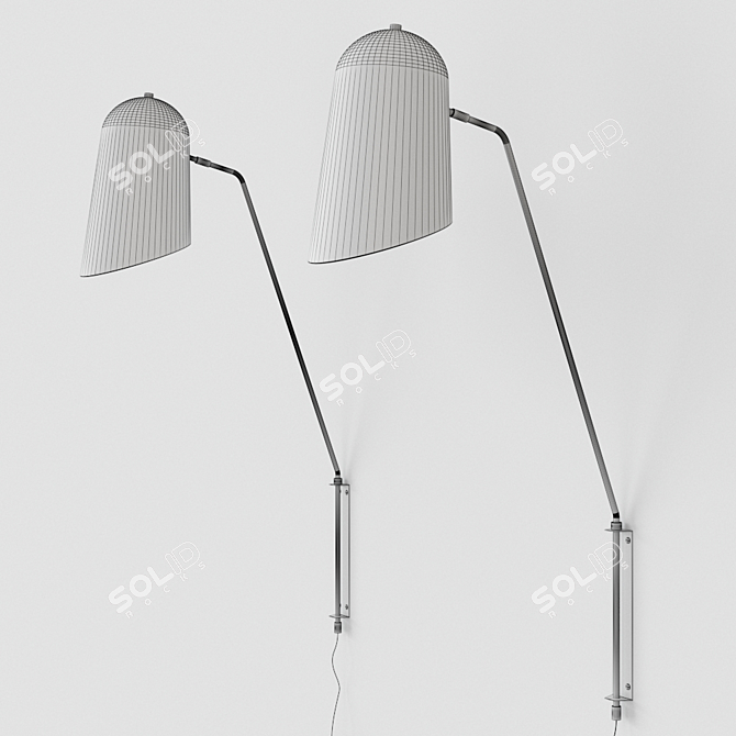 Lambert et Fils Cliff Wall Sconce: Elegant Lighting 3D model image 3