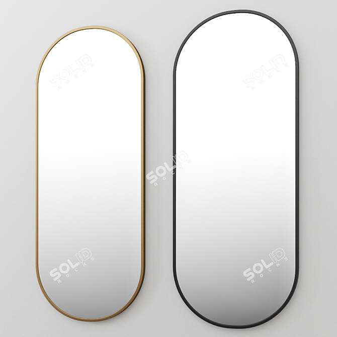 Solanas Oval Mirror: Thermo Lacquered Aluminium Elegance 3D model image 1