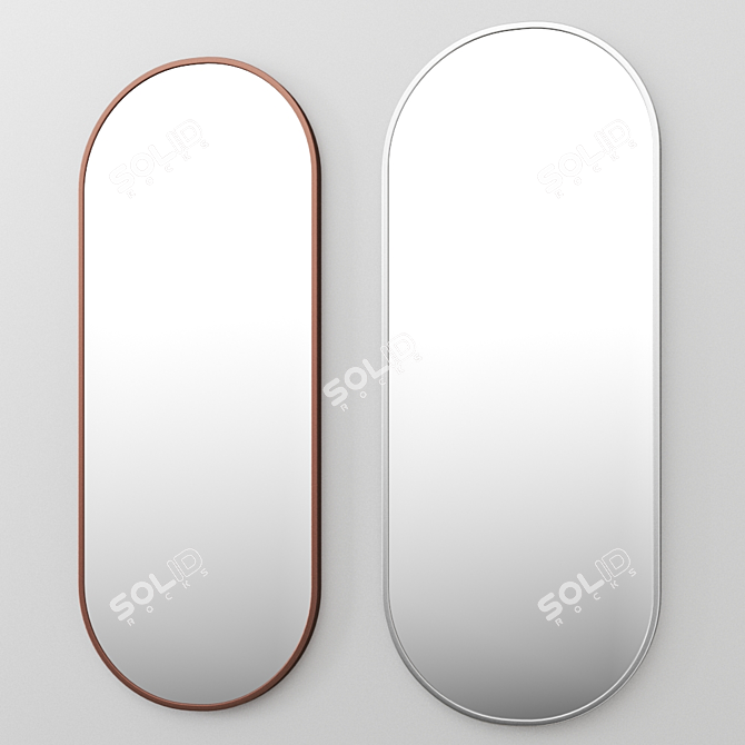 Solanas Oval Mirror: Thermo Lacquered Aluminium Elegance 3D model image 2