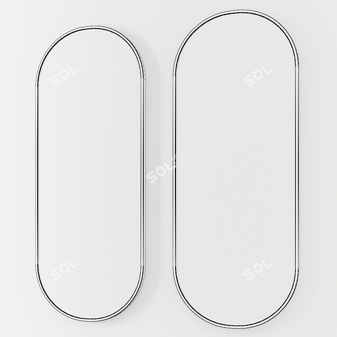 Solanas Oval Mirror: Thermo Lacquered Aluminium Elegance 3D model image 3