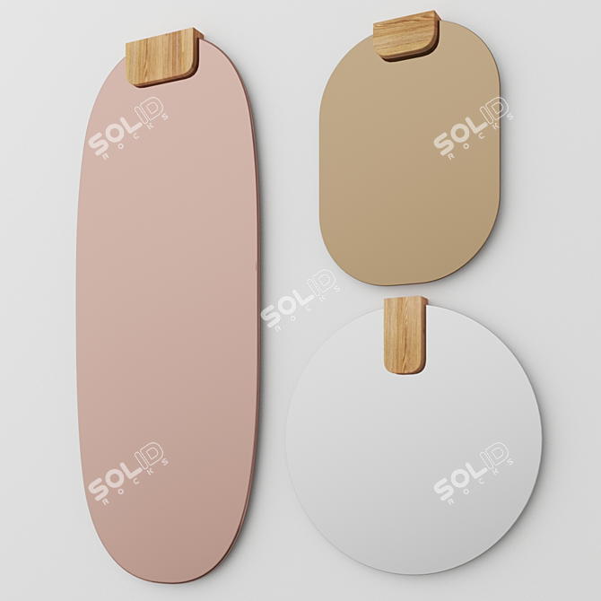 Clip Wall-Mounted Mirror in Three Colors - Functional and Stylish Design by Sculptures Jeux 3D model image 2