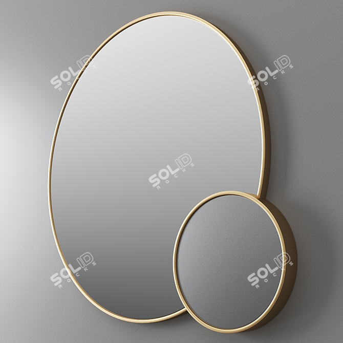 Elegant Amalfi Brass Mirror 3D model image 1