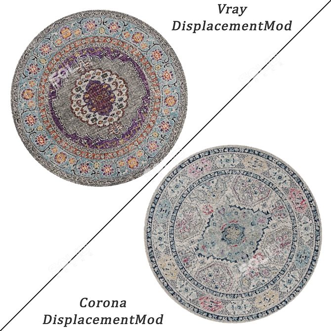 Round Carpets Set 219 - 6-Piece Round Rugs with Various Textures 3D model image 2