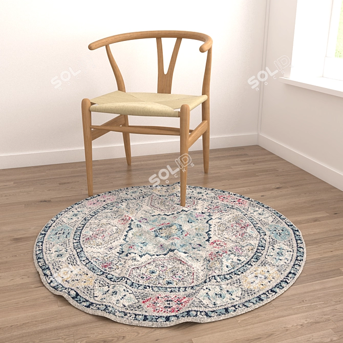 Round Carpets Set 219 - 6-Piece Round Rugs with Various Textures 3D model image 4