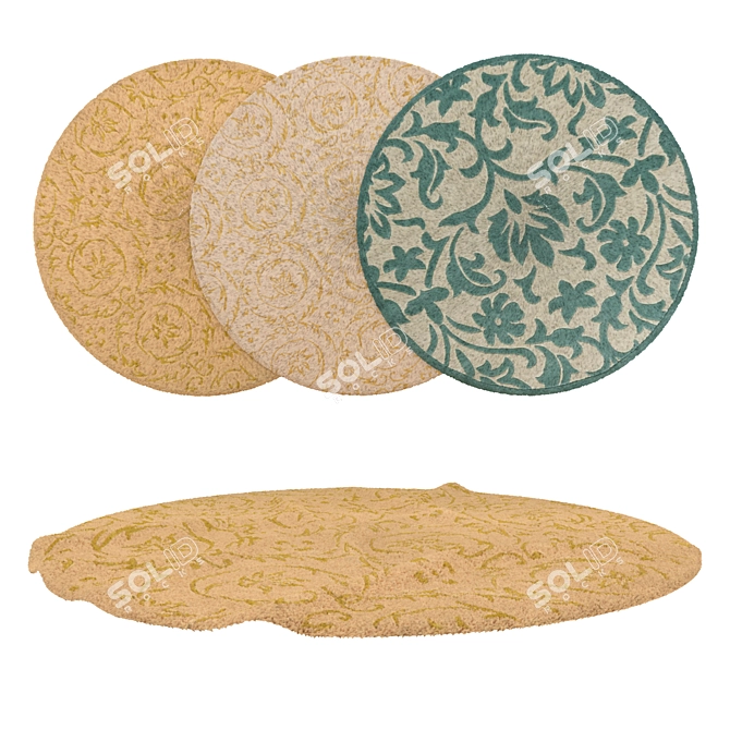 Round Rugs Set - Versatile and Stylish 3D model image 1