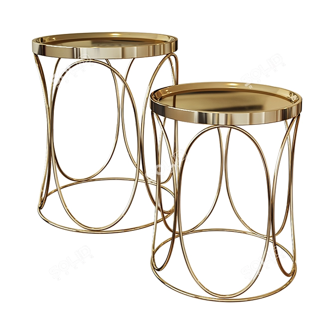 Modern Metal Coffee Tables - Set of Two 3D model image 1