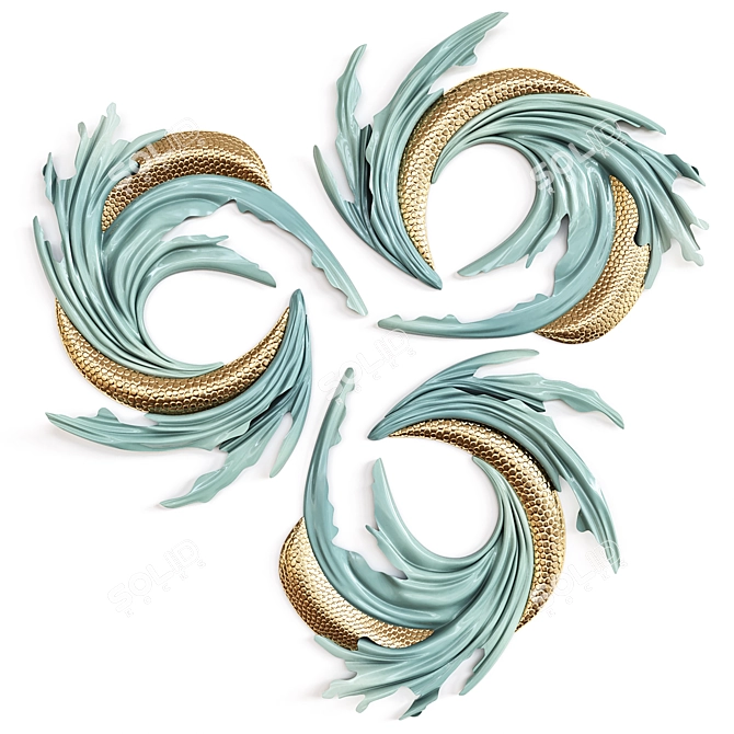 Coastal Waves Metal Wall Decor 3D model image 1