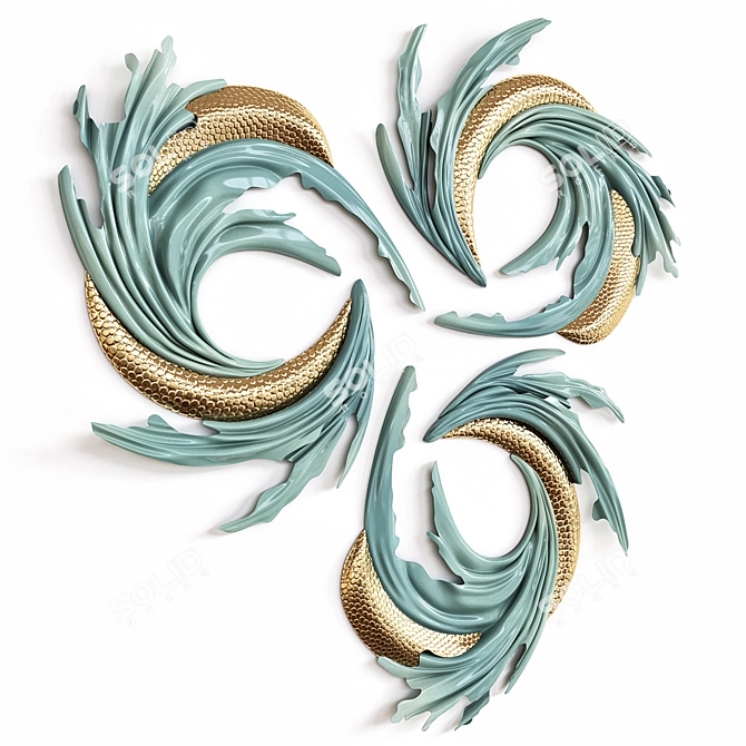 Coastal Waves Metal Wall Decor 3D model image 2