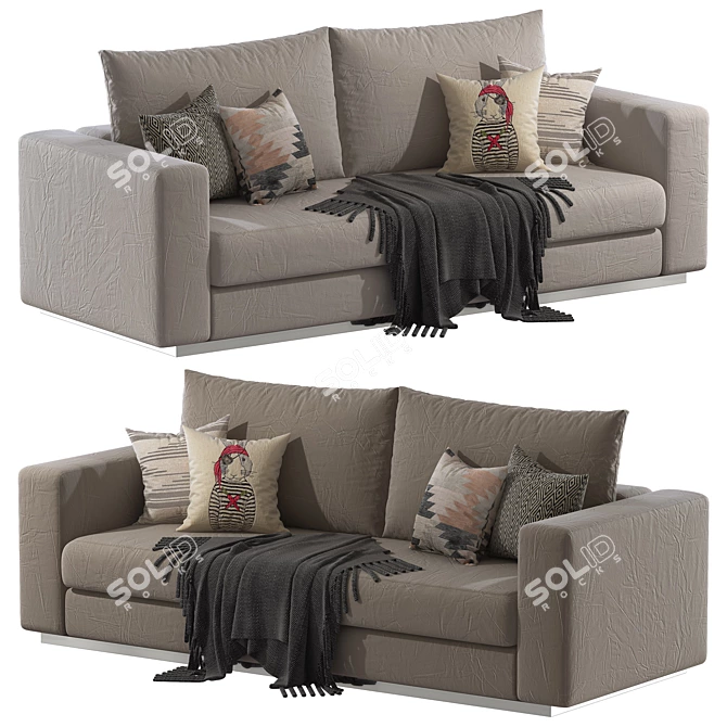 Elegant Reversi XL Sofa 3D model image 1