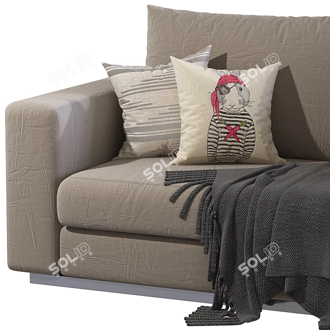 Elegant Reversi XL Sofa 3D model image 5