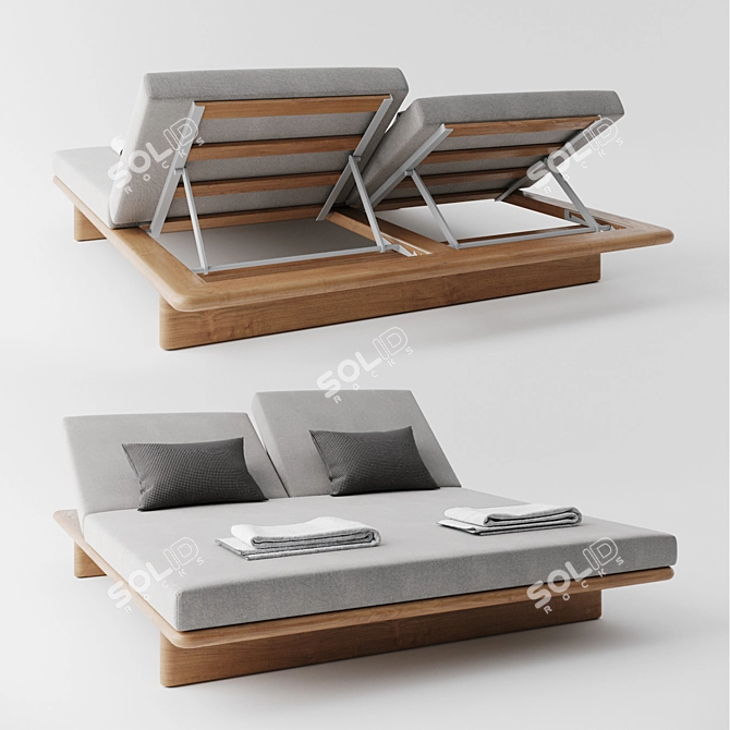 Kettal Mesh 2-Seat Deck Chair 3D model image 1