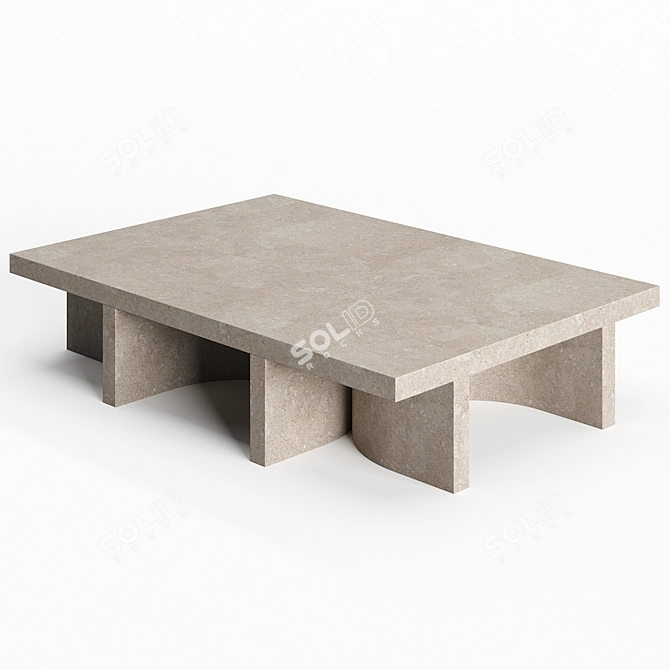 Minimalist Stone Low Table 3D model image 3