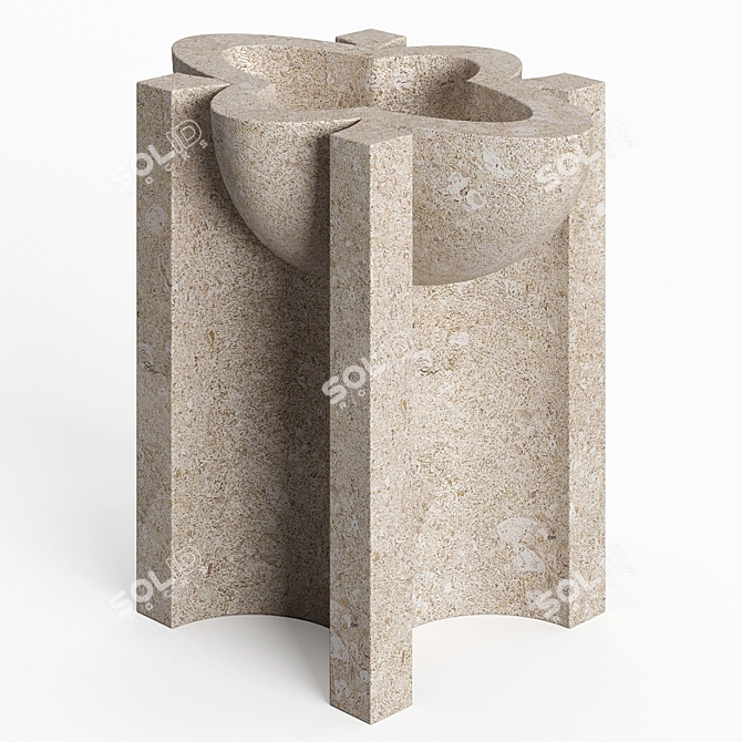 Minimalist French Limestone Atlas Vase 3D model image 1