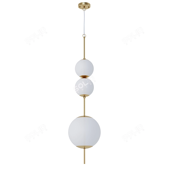 Elegant Brass and Glass Suspension 3D model image 1