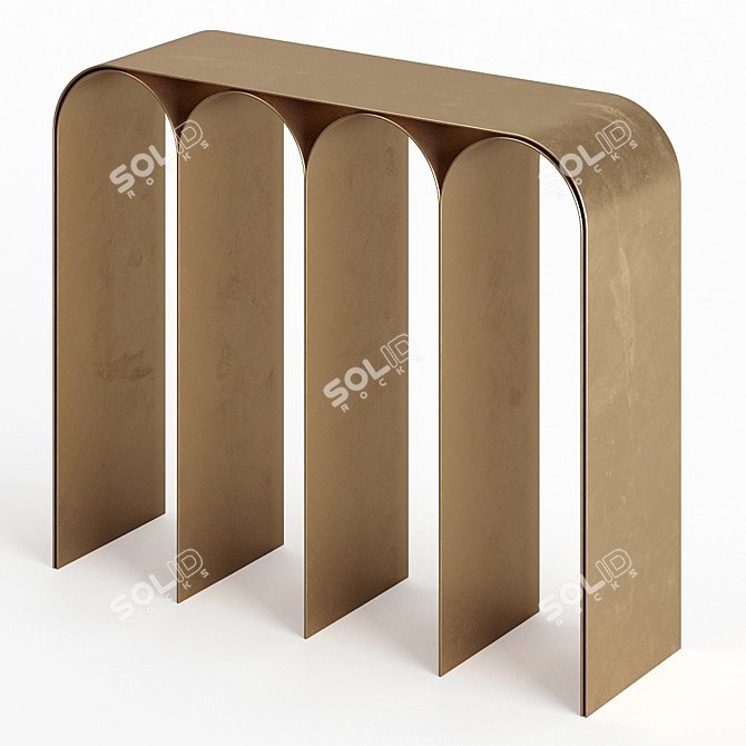 Brass Golden Arch Console: Exquisite Design 3D model image 1