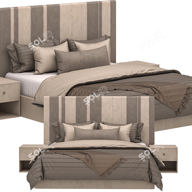 Classic Brown Bed: High-Quality 3D Model 3D model image 1