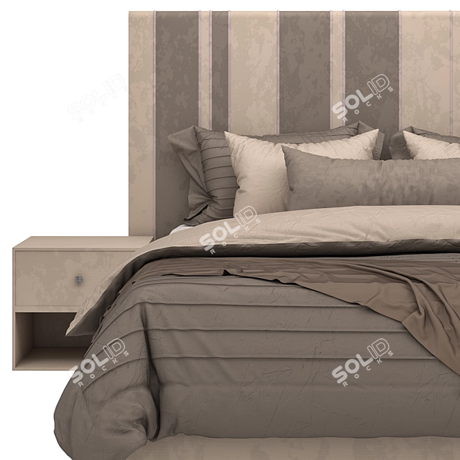 Classic Brown Bed: High-Quality 3D Model 3D model image 2