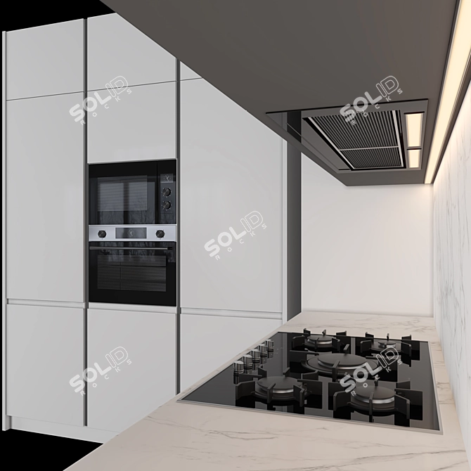 Modern Island Kitchen: Versatile, High-Quality 3D Model 3D model image 3