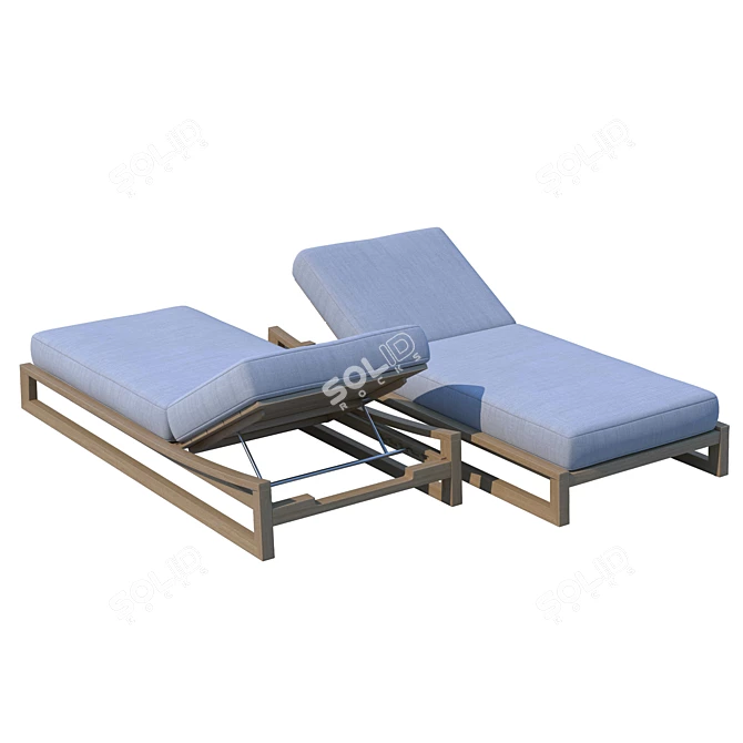 Sebastian Teak Chaise Lounge 3D model image 3