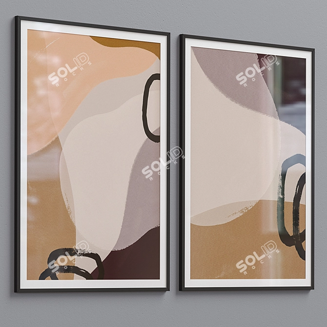 Neutral Minimalist Abstract Framed Prints 3D model image 3