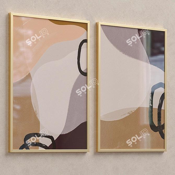 Neutral Minimalist Abstract Framed Prints 3D model image 4